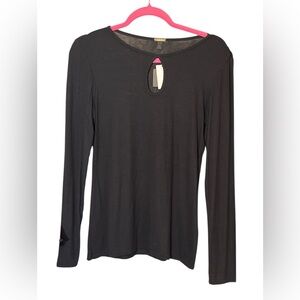 Magaschoni Classic Black Long-sleeve Top Keyhole Cutout Size S Classic Normcore